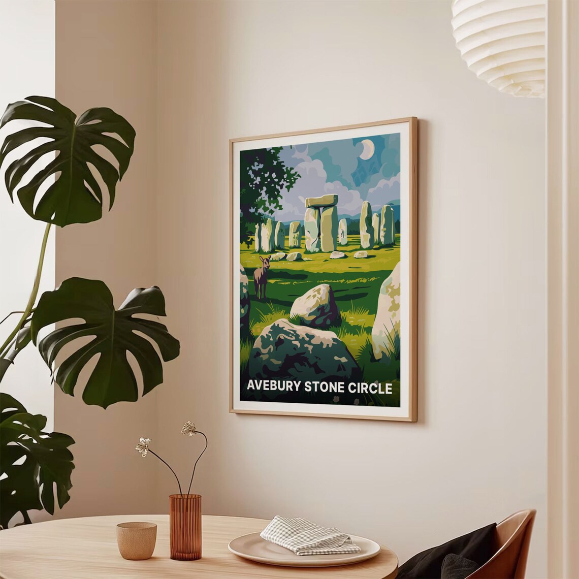 Avebury Stone Circle Travel Poster, Wiltshire Landscape - Image 2