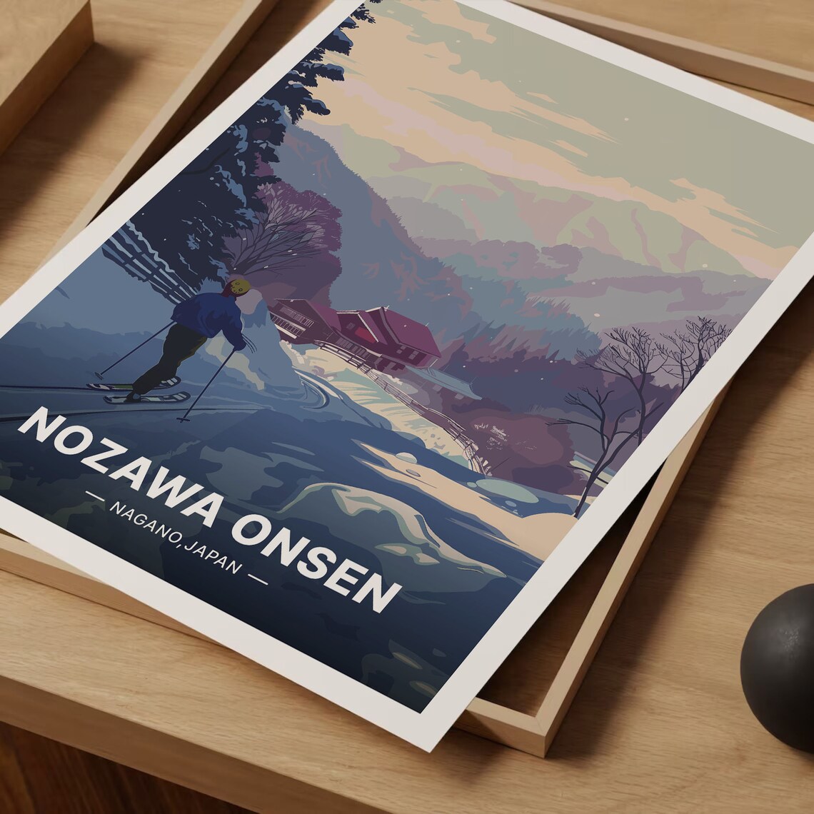 Nozawa Onsen Japan Nagano Ski Slope Snowy Mountain Village Travel Poster - Image 3