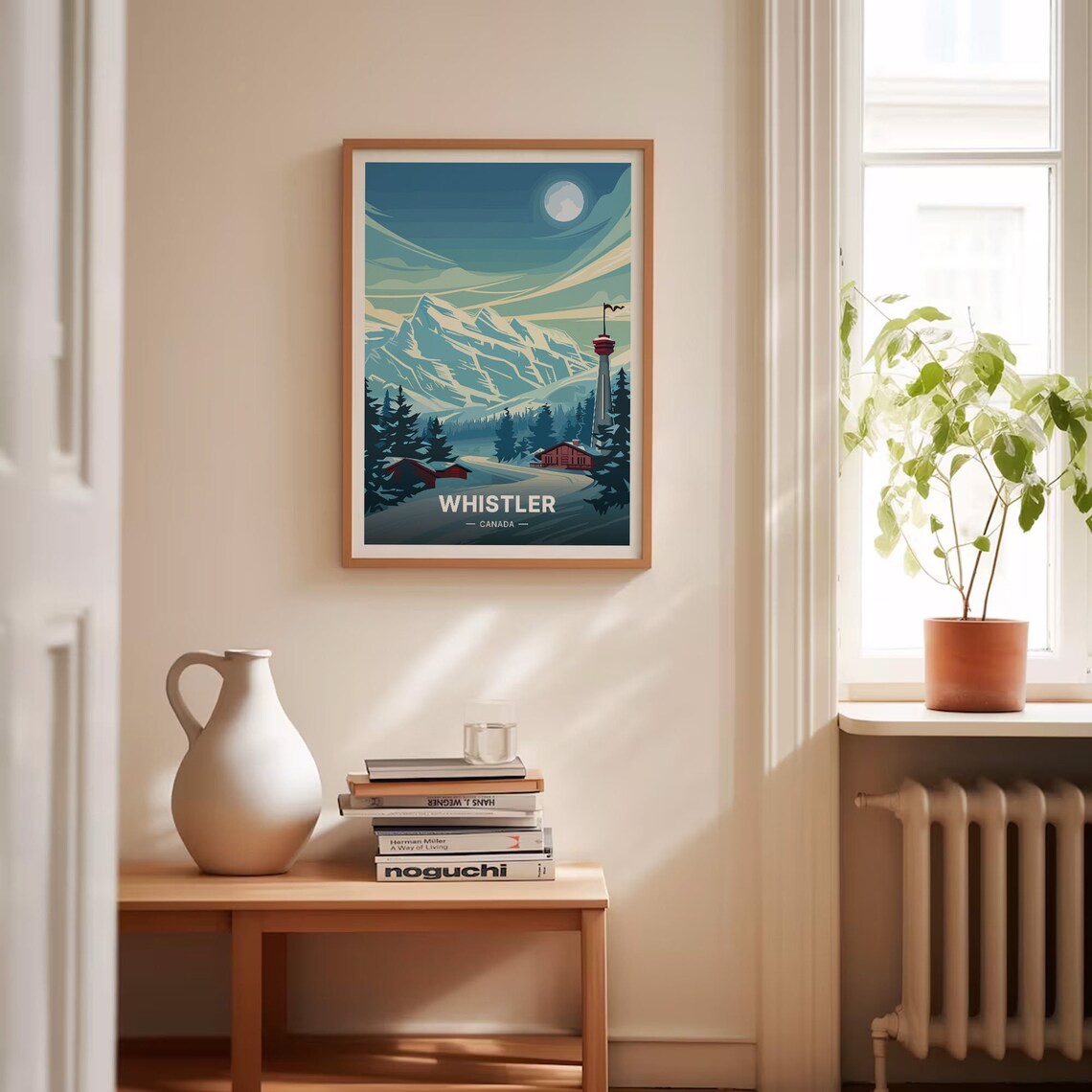 Whistler Canada Ski Mountain Moonlit Peak Village Lights Travel Poster - Image 4