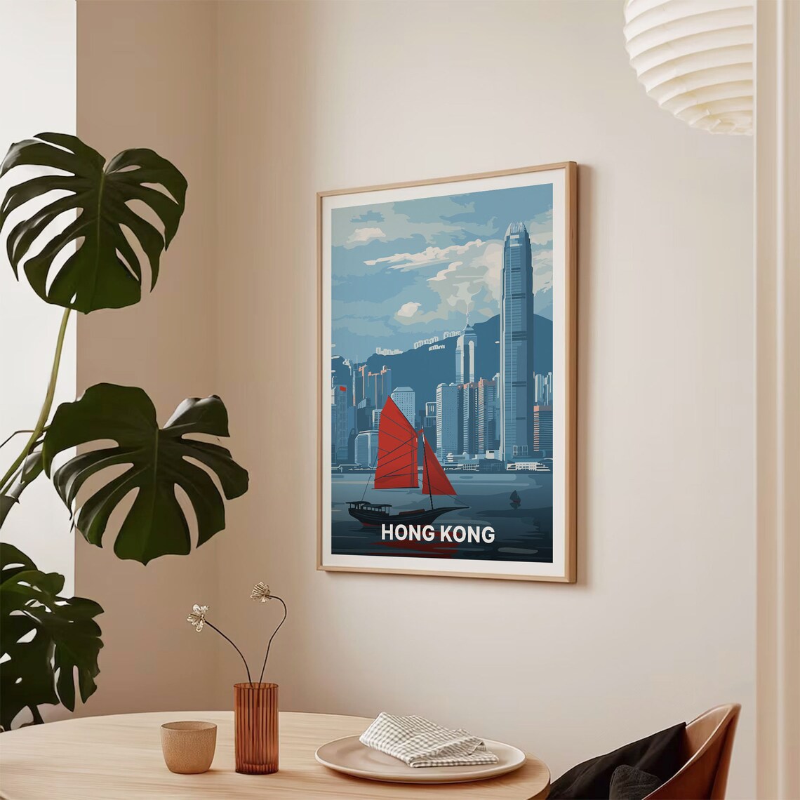 Hong Kong Skyline Retro Travel Poster, Cityscape - Image 2