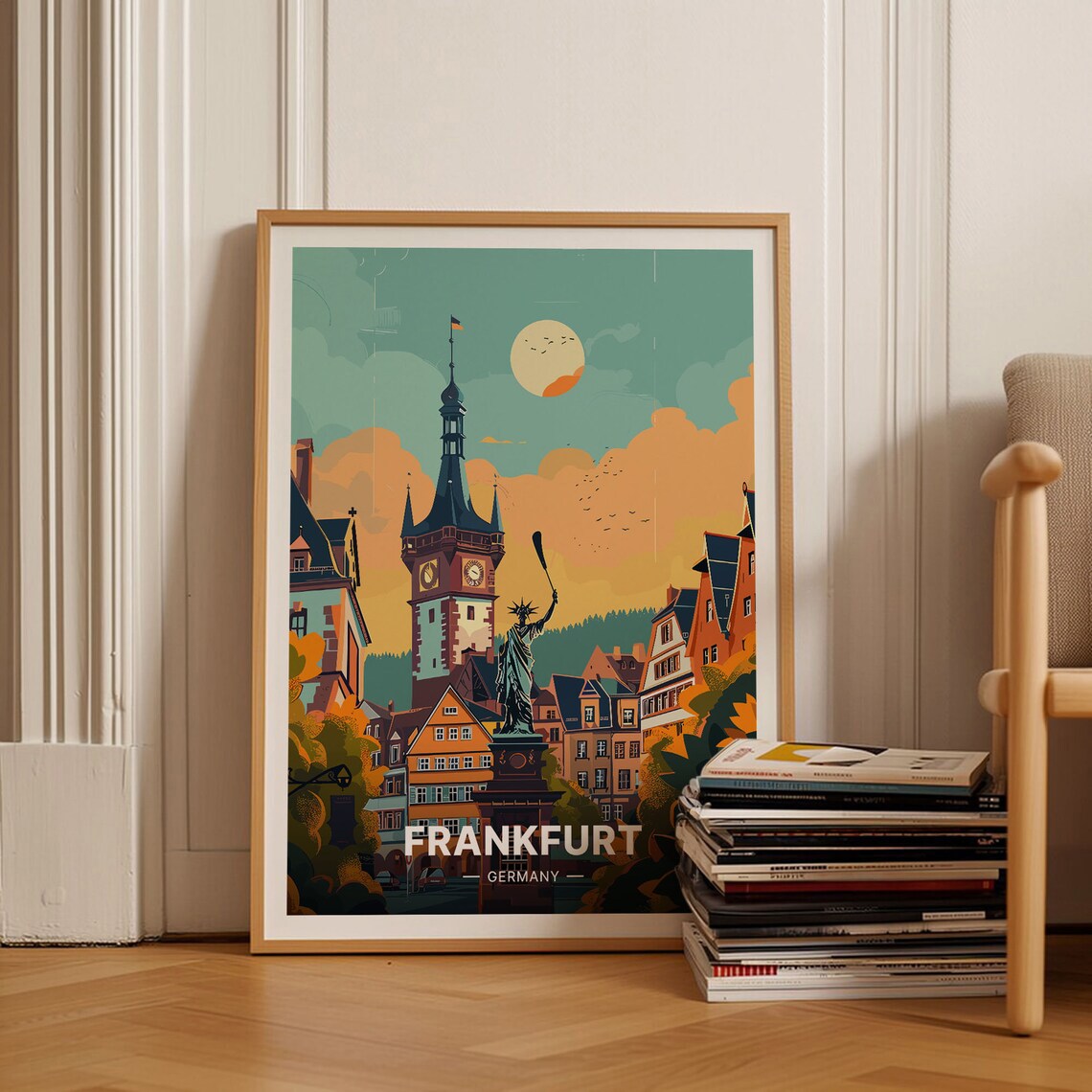 Frankfurt Travel Poster, Germany Cityscape Wall Art