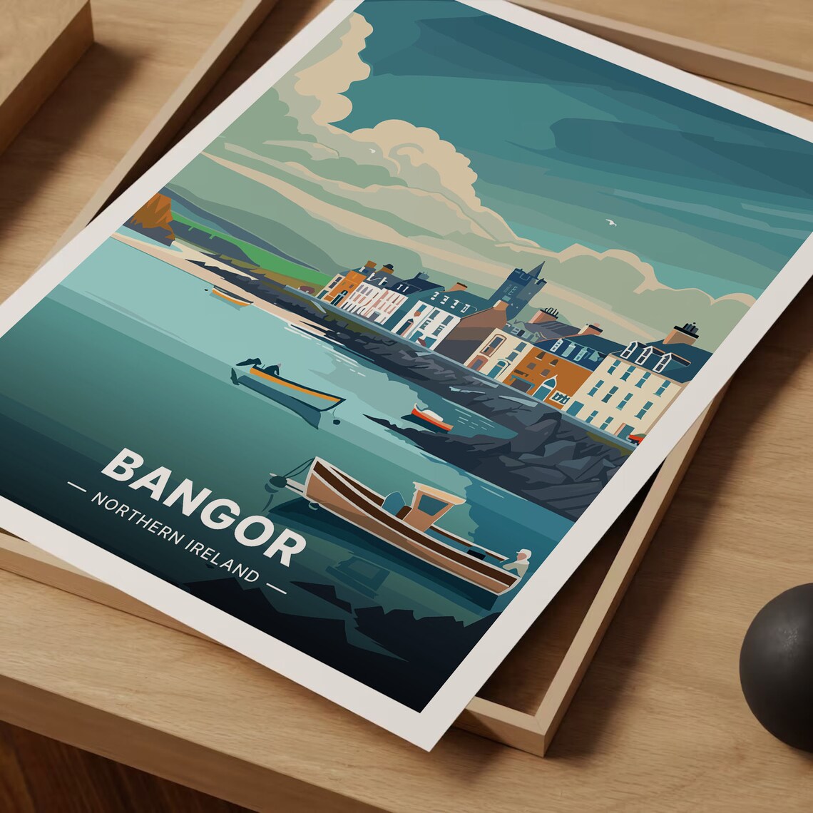 Bangor Northern Ireland Harbour Town Boats Coastal Travel Poster - Image 3