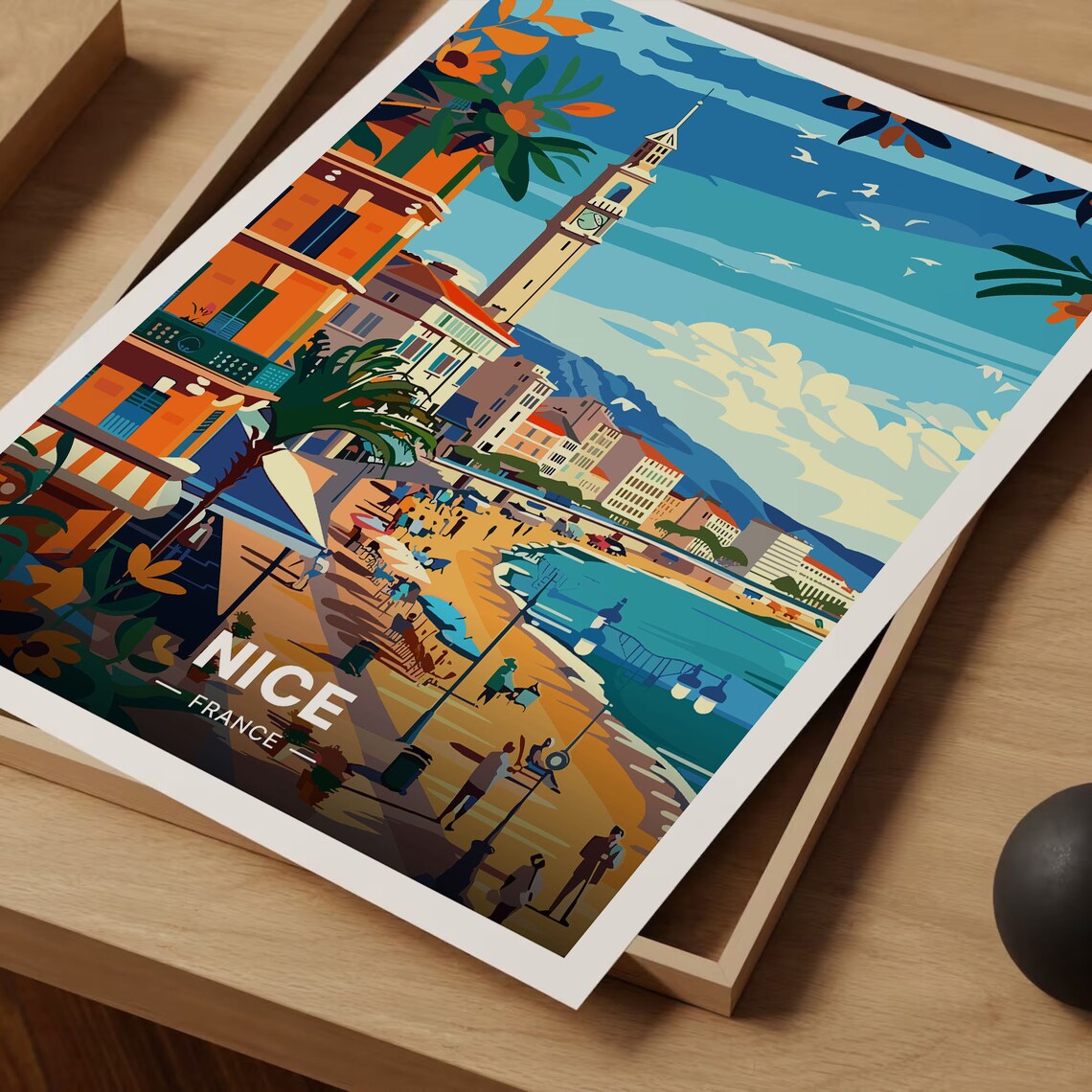 French Riviera Travel Poster, Nice Cityscape Art Print - Image 3