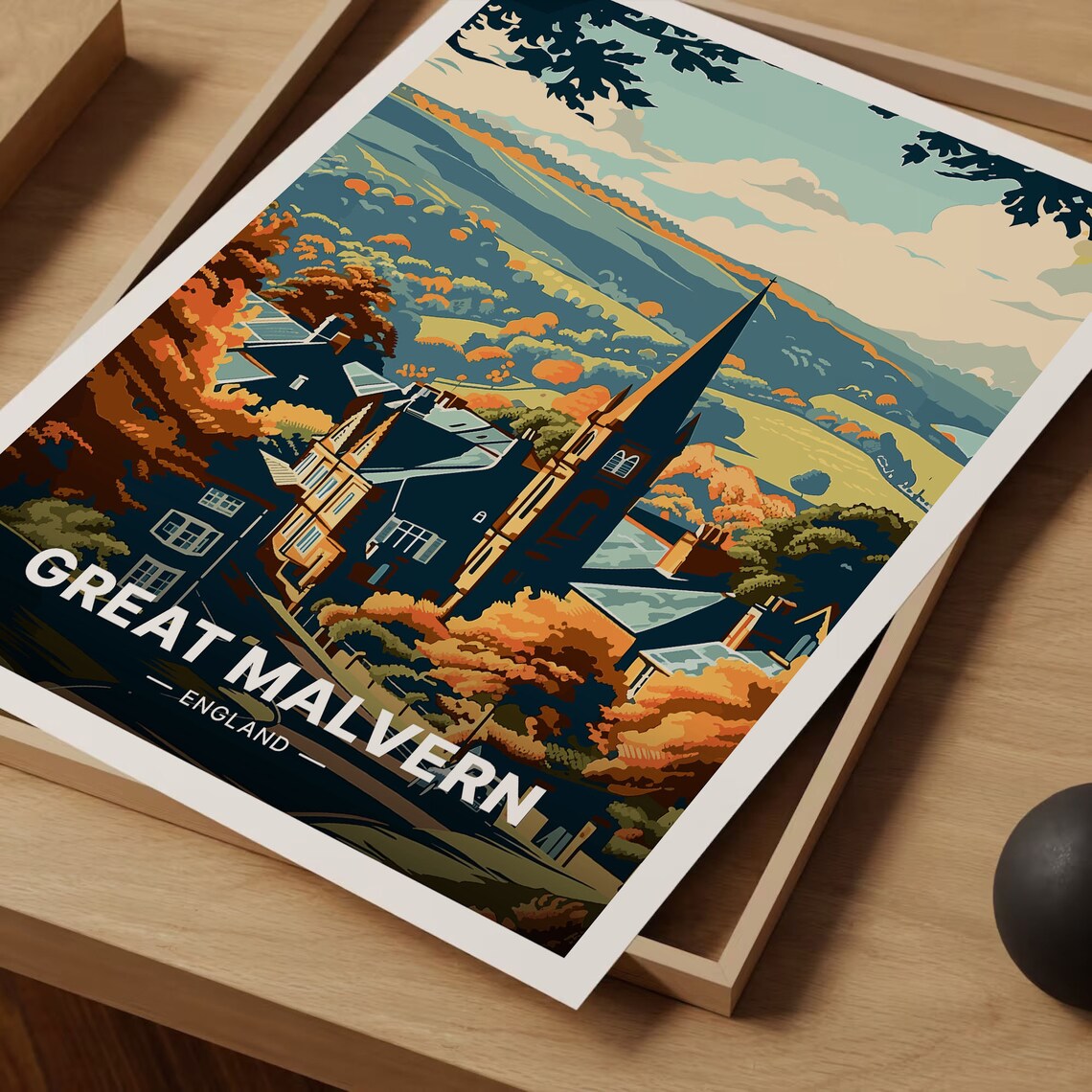 Great Malvern Travel Poster, British Countryside Art Print - Image 3