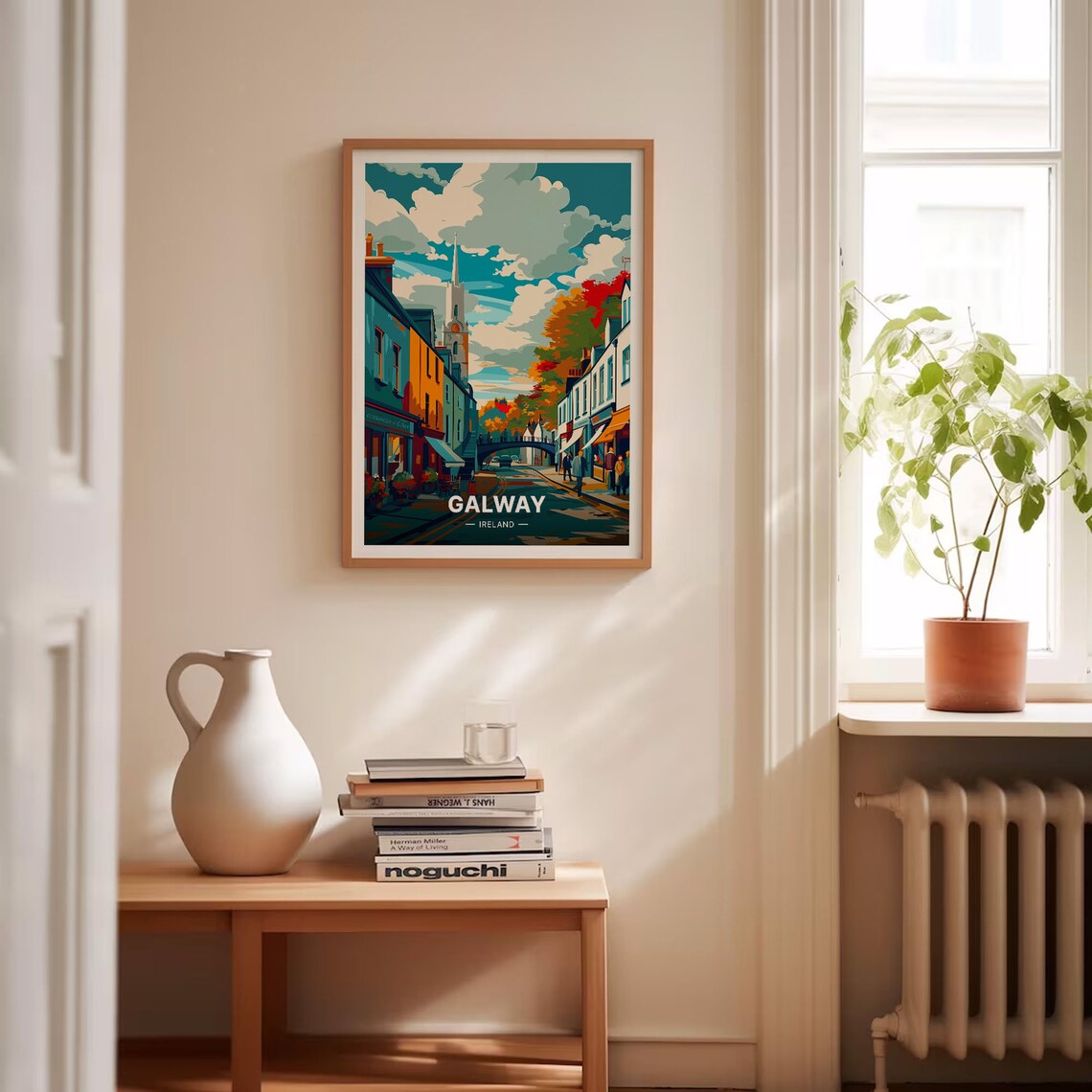 Galway Ireland Travel Poster Colorful Street Church Spire Retro Art - Image 4