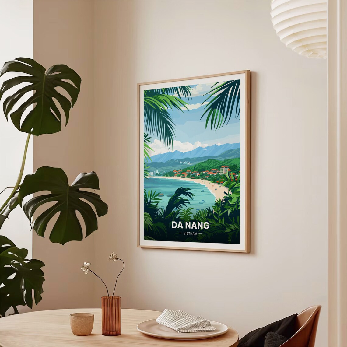 Da Nang Vietnam Tropical Beach Bay Mountain Palm Travel Poster - Image 2