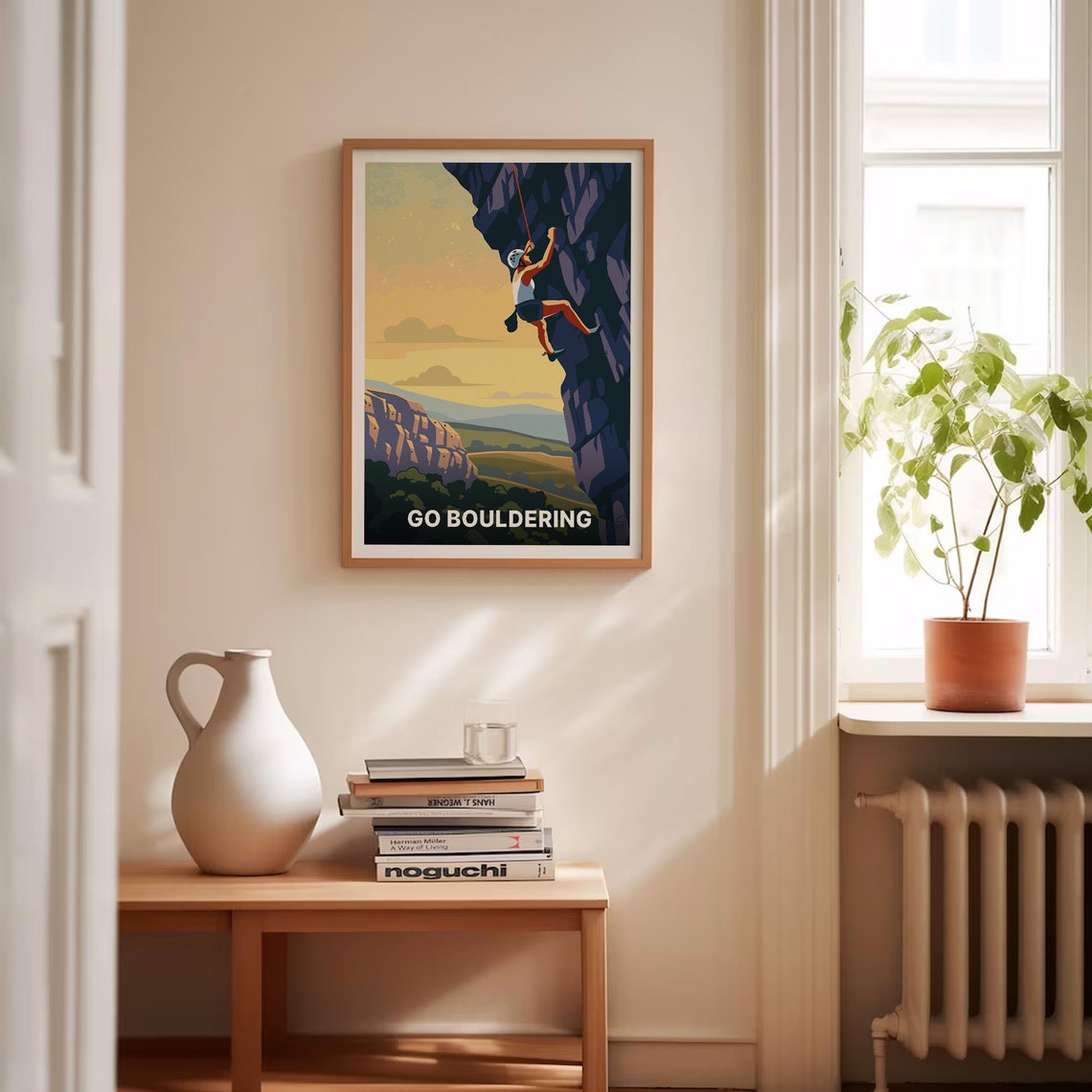 Go Bouldering Rock Climbing Adventure Poster Mountain Sunset Art - Image 4