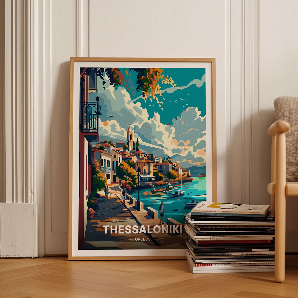 Thessaloniki Greece Travel Poster, Greek City View