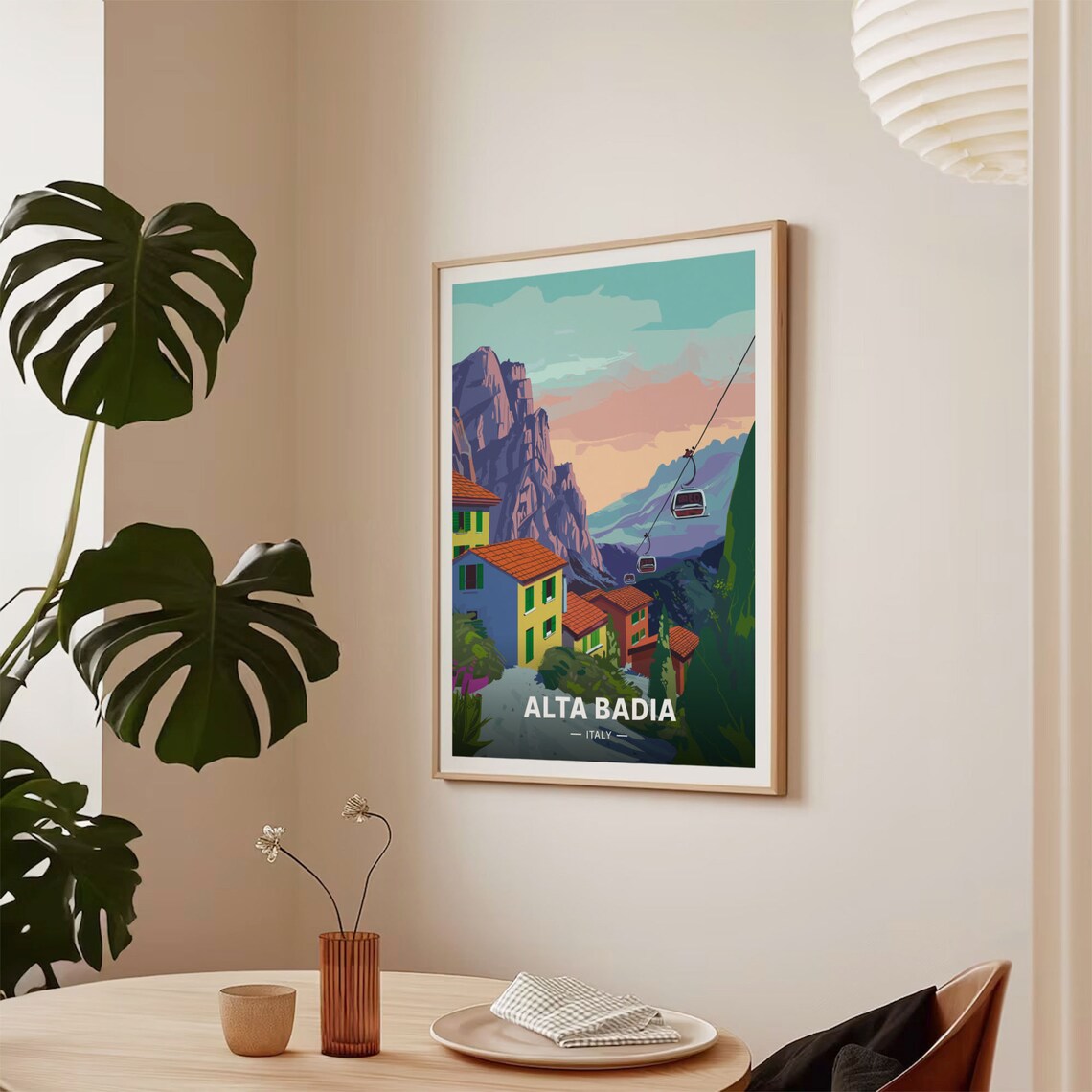 Alta Badia Ski Resort Travel Poster, Dolomites Landscape - Image 2