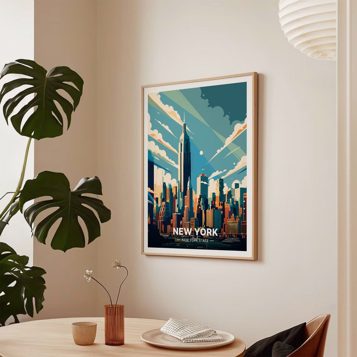 New York City Manhattan Skyline Empire State Style Art Poster - Image 2