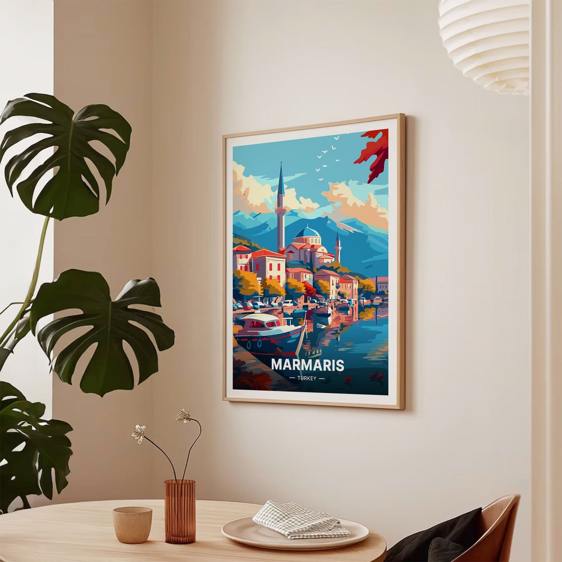 Marmaris Turkey Harbor Marina Mosque Waterfront Travel Poster - Image 2