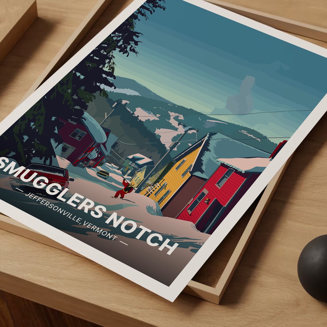 Smugglers Notch Vermont Retro Ski Travel Poster - Image 3