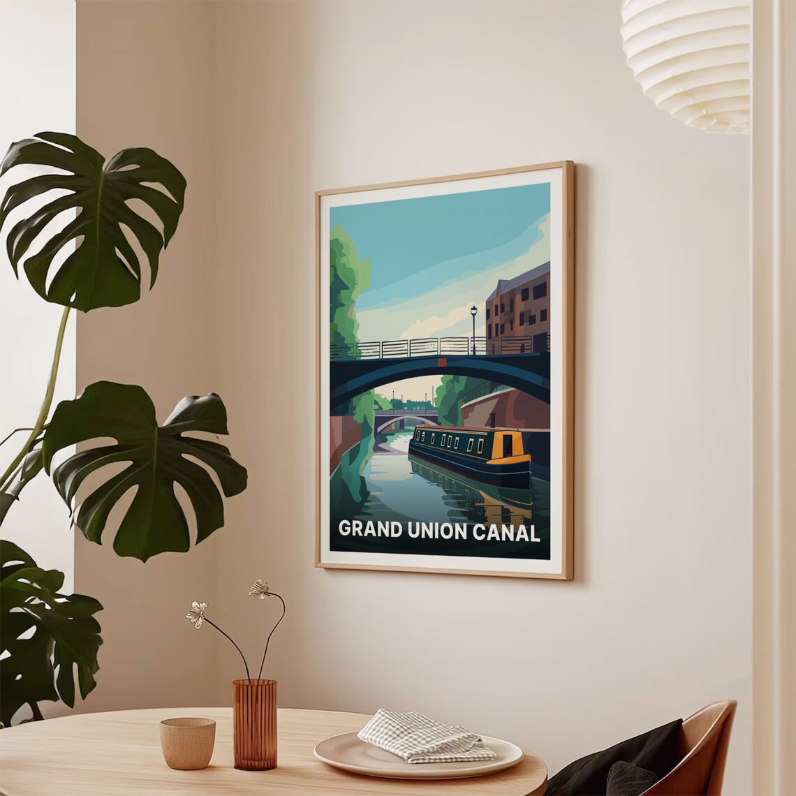 Grand Union Canal Travel Poster, Narrowboat Barge Scene - Image 2