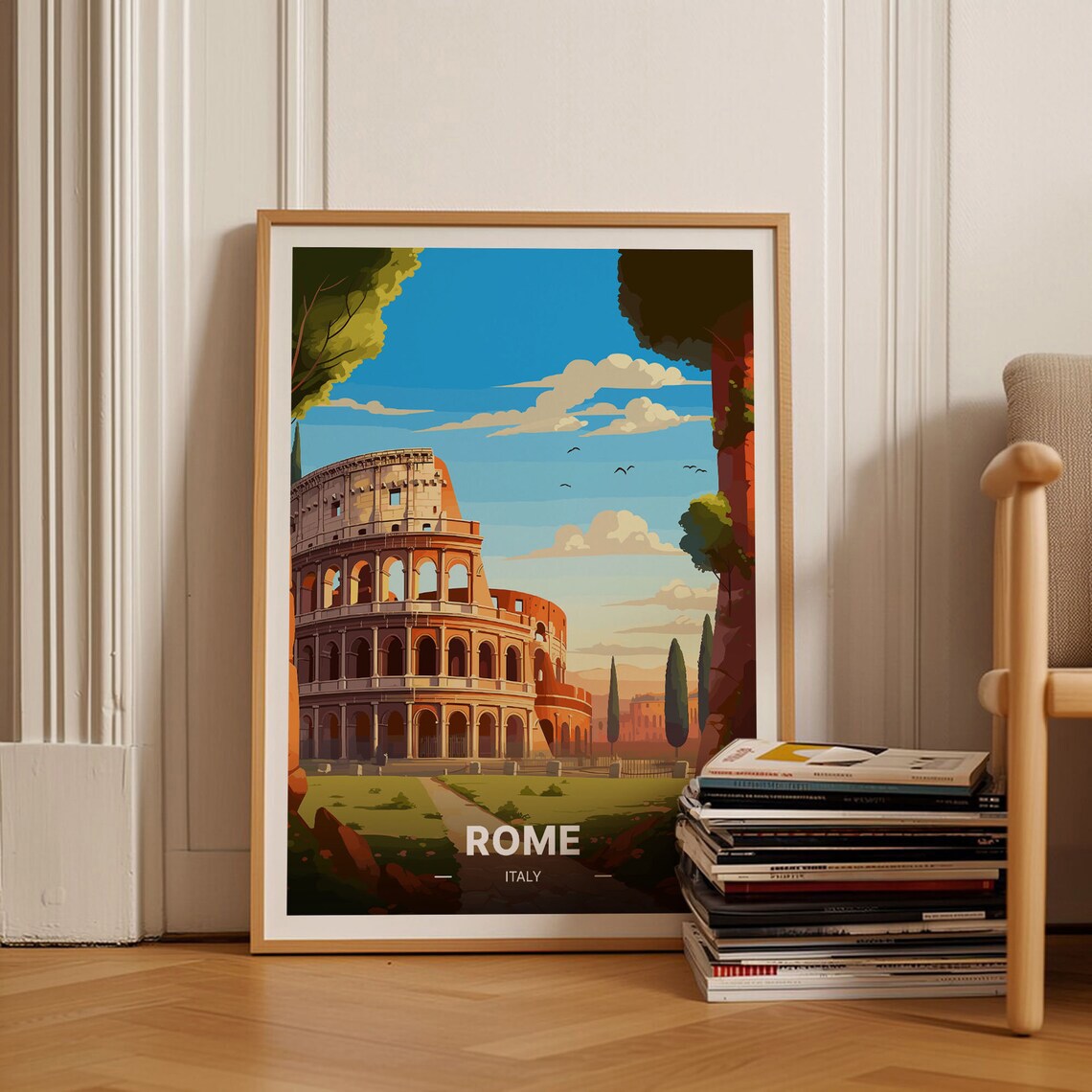 Rome Italy Vintage Travel Poster, Destination Print