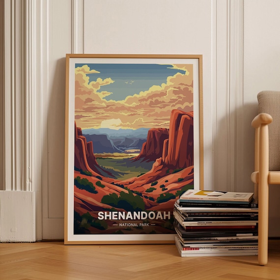 Shenandoah National Park Canyon Sunset Landscape Travel Poster