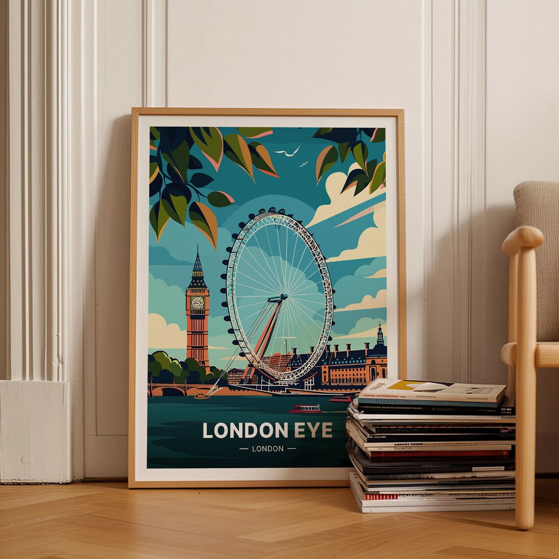 London Eye Vintage Travel Poster, British Landmark