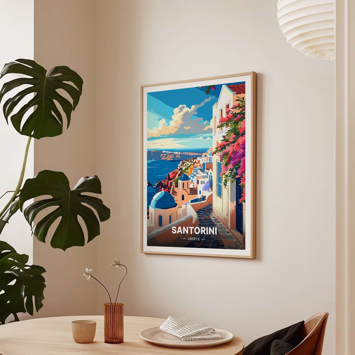 Santorini Greece Travel Poster, Wall Art Print - Image 2