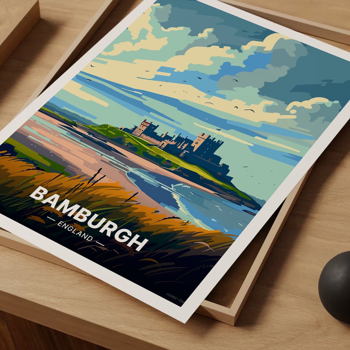 Bamburgh Castle England Travel Poster, Home Decor - Image 3