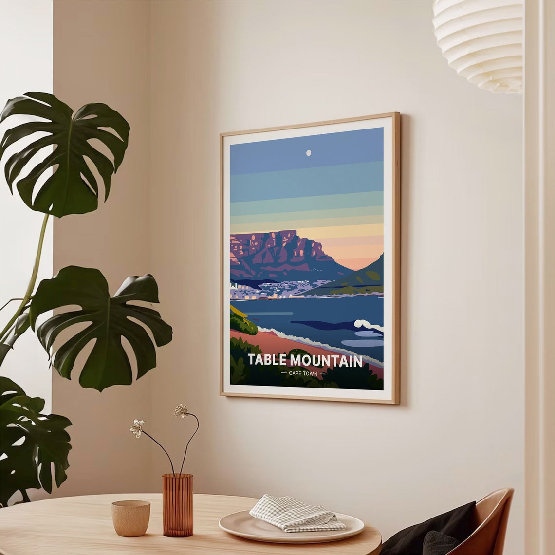 Table Mountain Cape Town Glowing Golden Sunset Travel Poster - Image 2