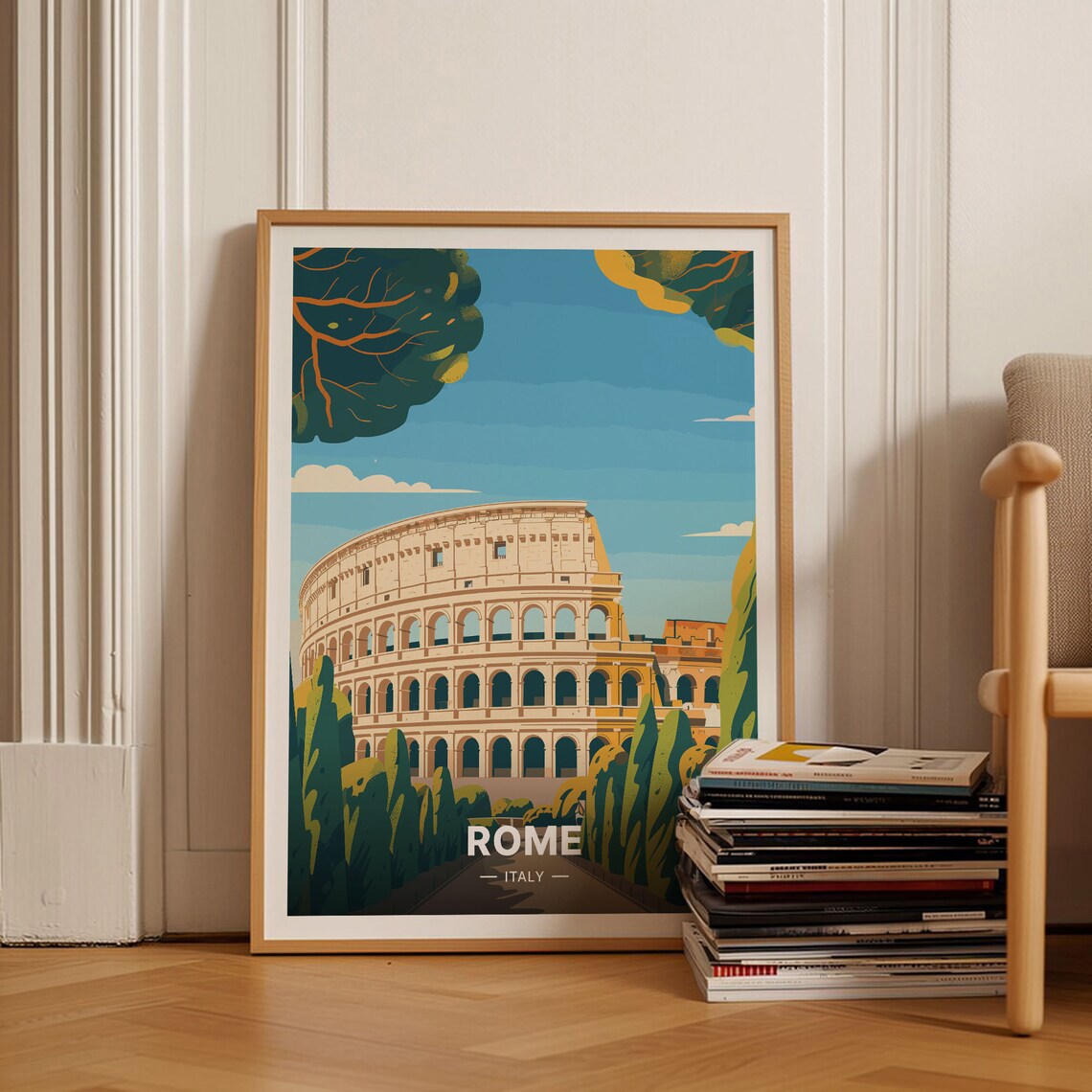 Rome Colosseum Travel Poster, Italy Wall Art