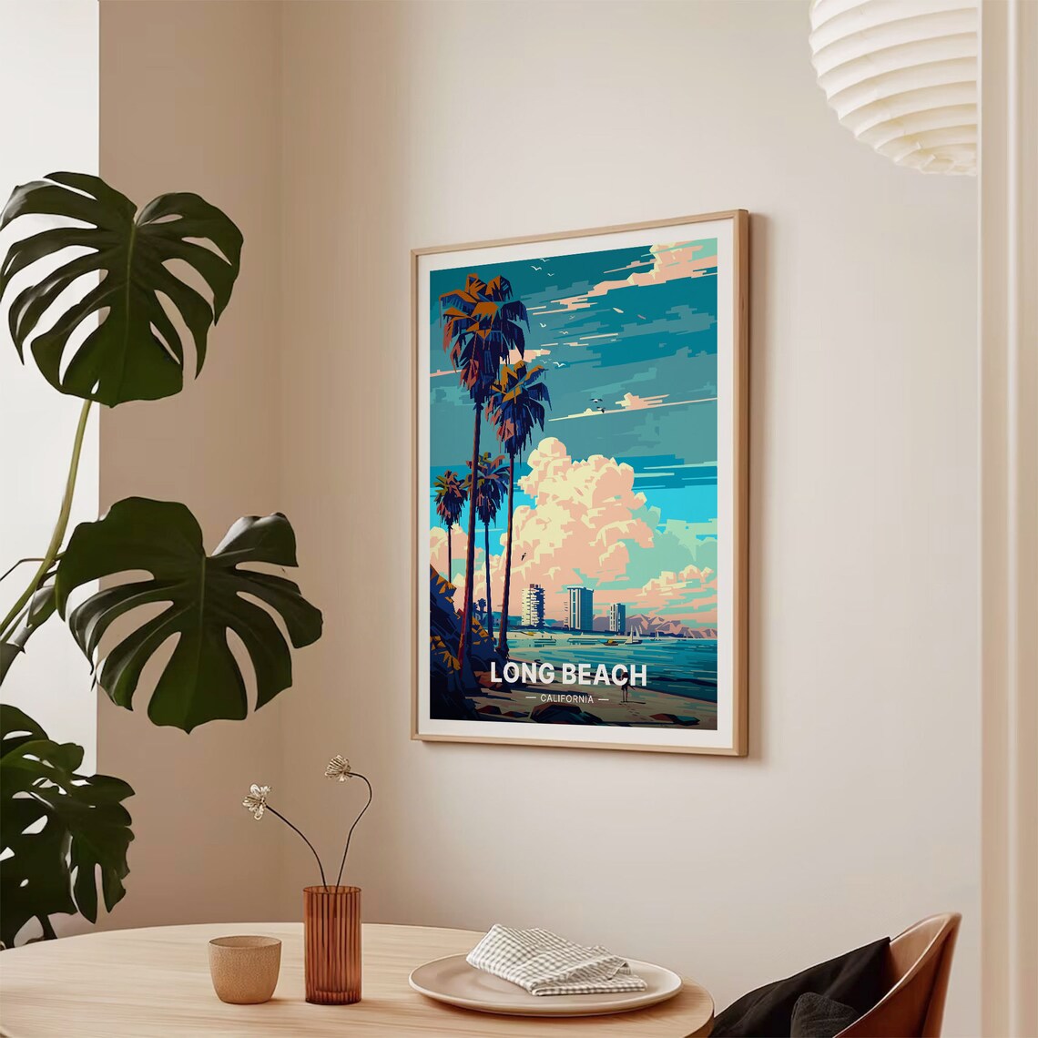 California Long Beach Travel Poster, Cityscape Art Print - Image 2