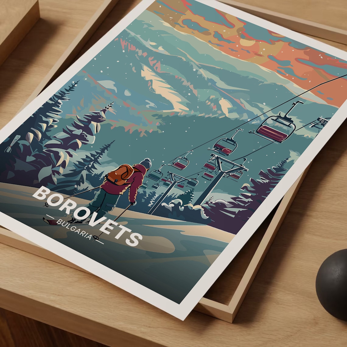 Borovets Ski Resort Vintage Travel Poster - Image 3
