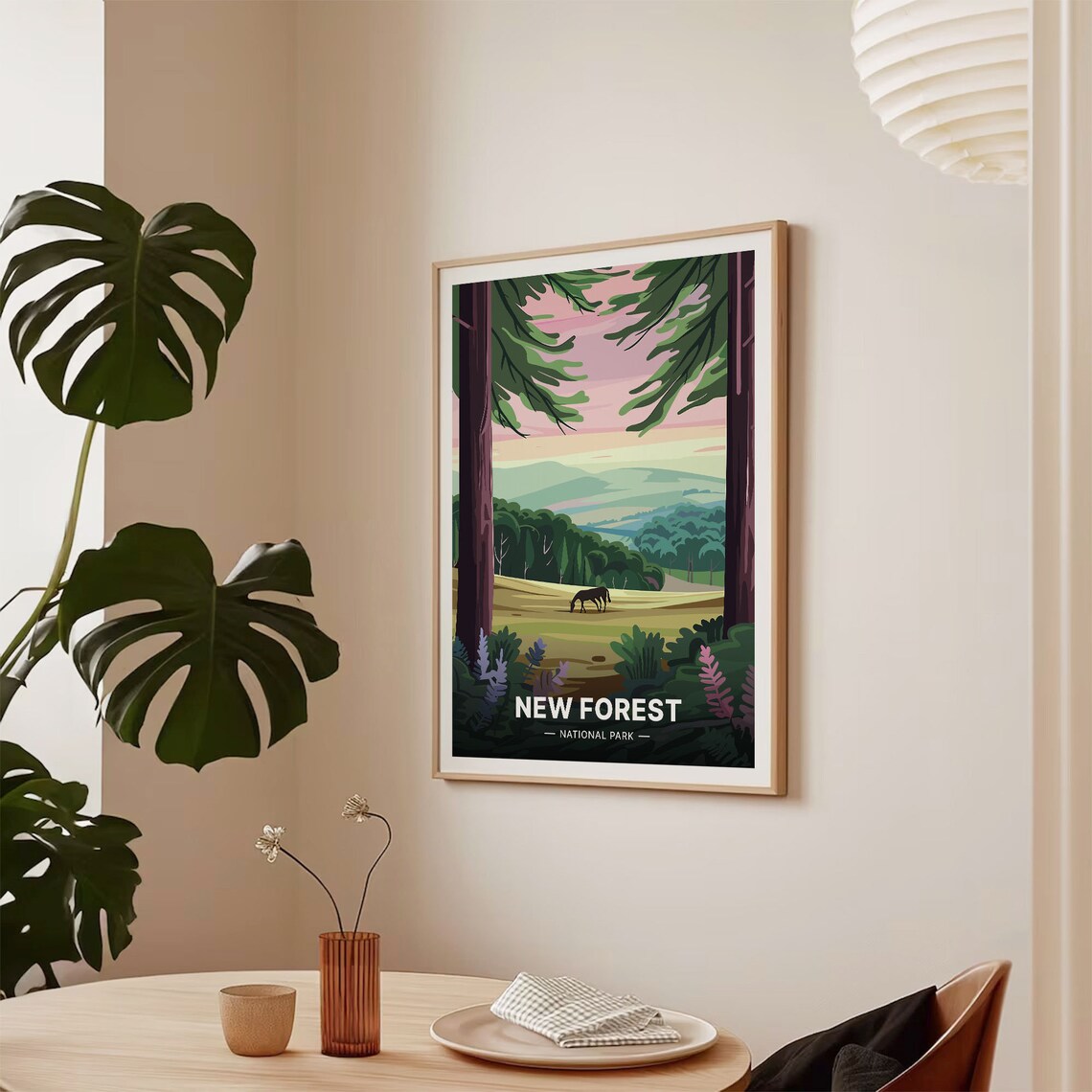 New Forest National Park England Horse Sunset Woodland Poster - Image 2