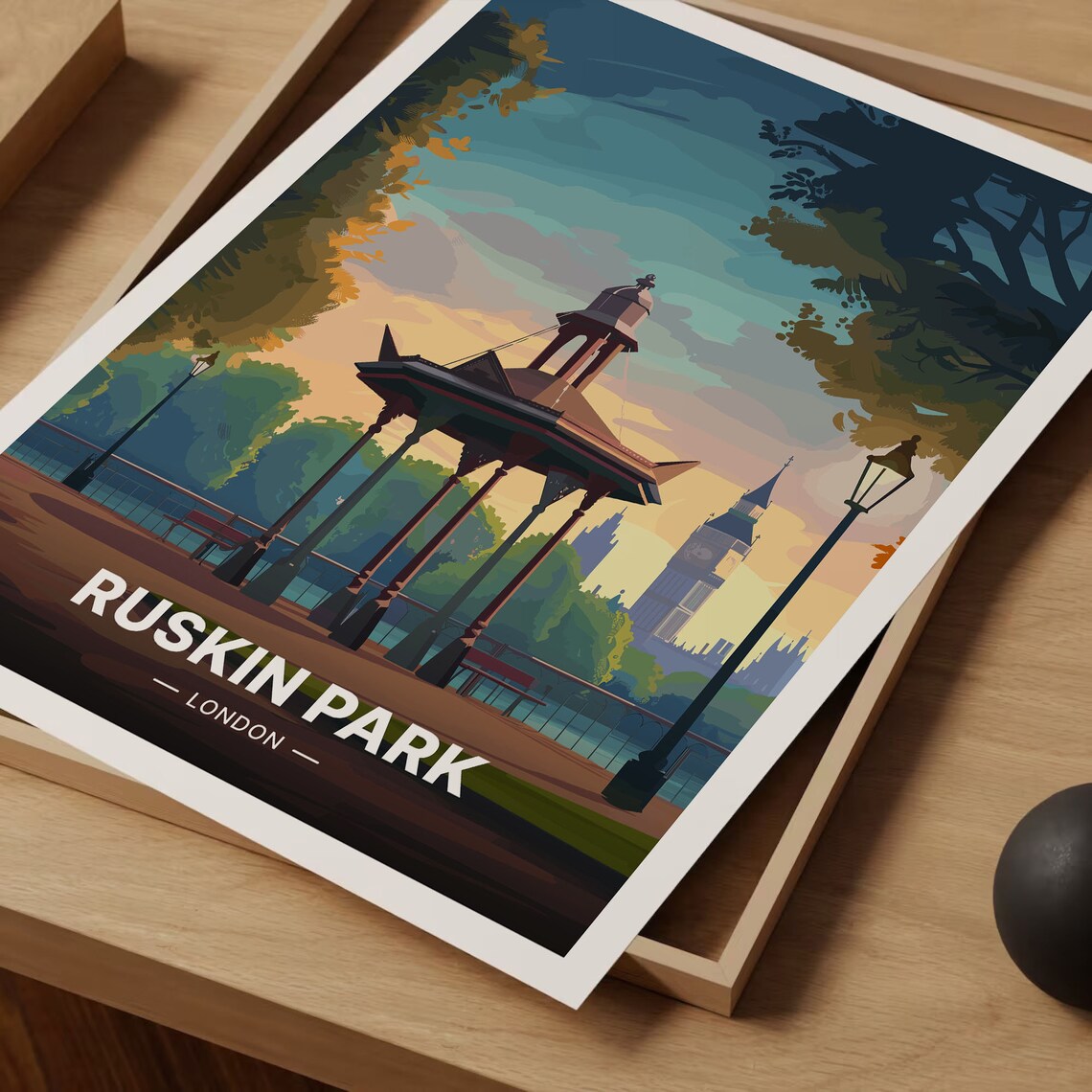 Ruskin Park London Victorian Bandstand Dusky Sunset Travel Poster - Image 3
