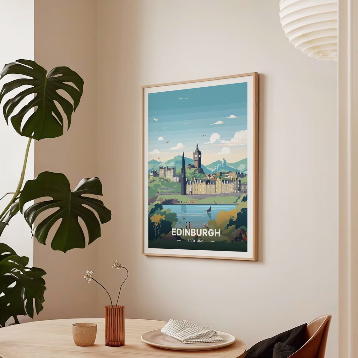 Edinburgh Scotland Old Town Castle Lake Retro Vintage Travel Poster - Image 2