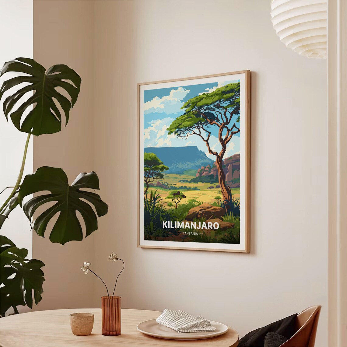 Kilimanjaro Tanzania Safari Acacia Trees Mountain Savanna Art Poster - Image 2