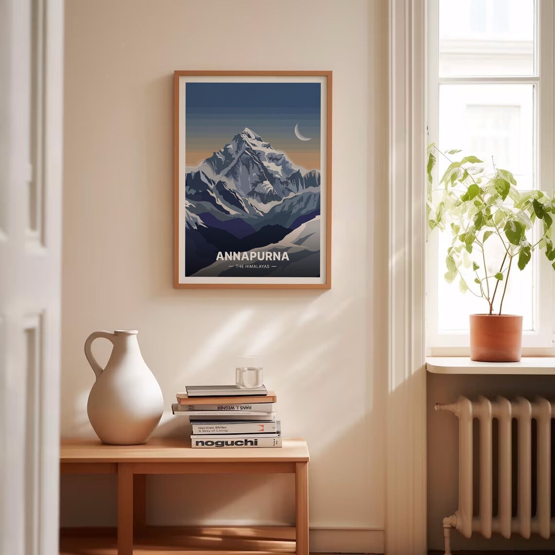 Annapurna Himalayas Snowy Peak Crescent Moon Night Travel Poster - Image 4