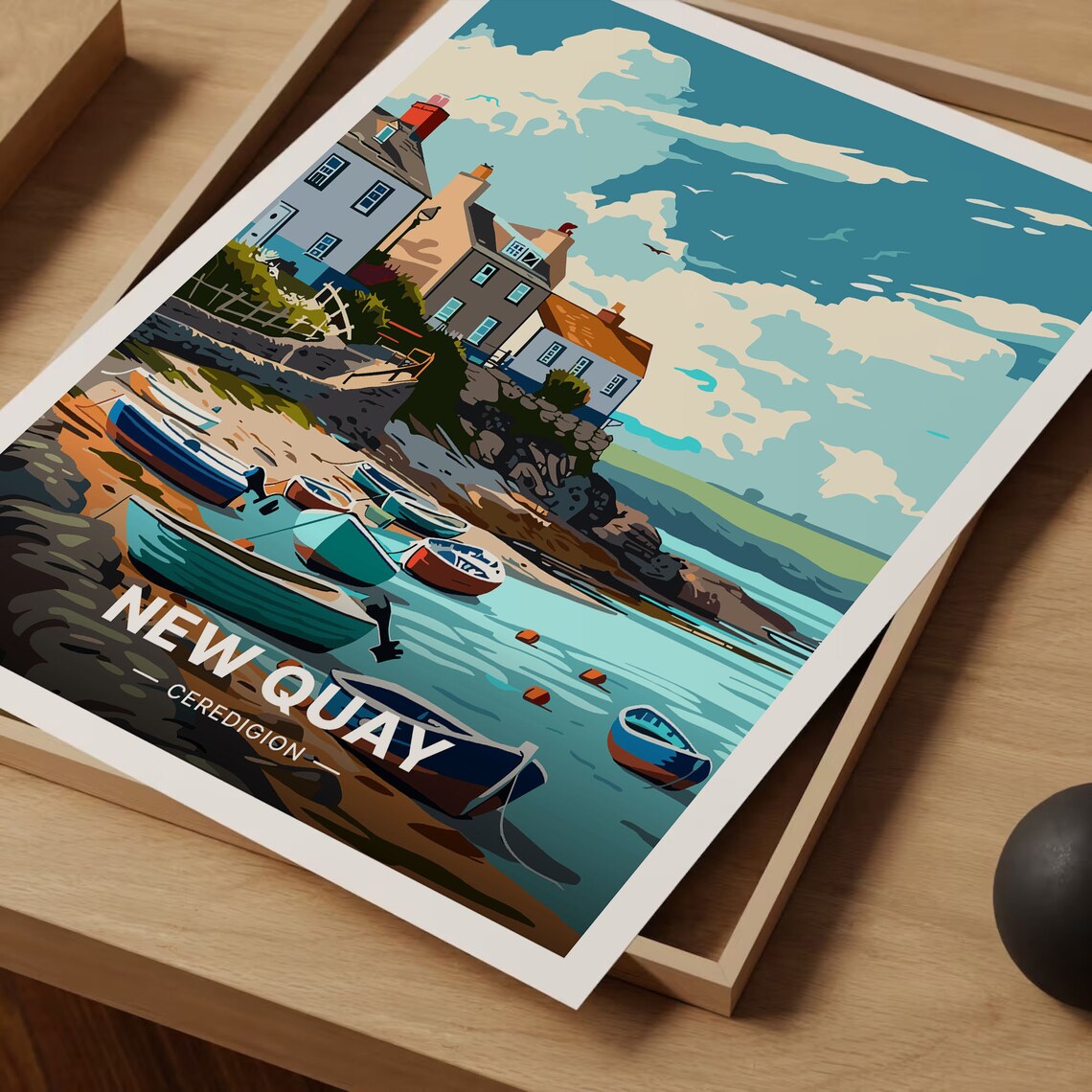New Quay Wales Travel Poster, Coastal Town Art Print - Image 3