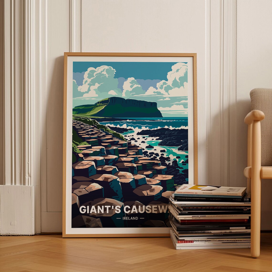 Giants Causeway Travel Poster, Northern Ireland Landscape