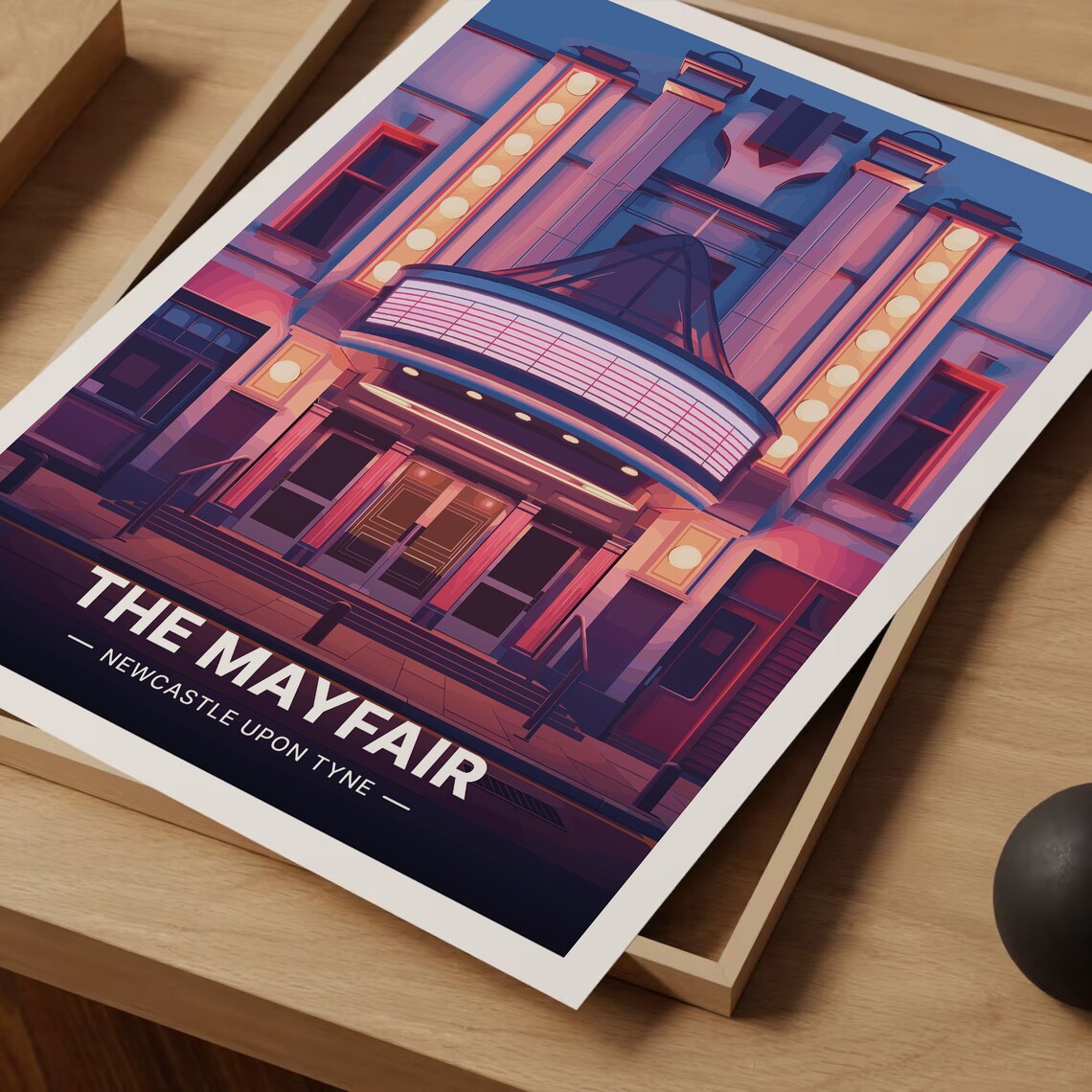 The Mayfair Newcastle Upon Tyne Music Hall Neon Night Art Poster - Image 3