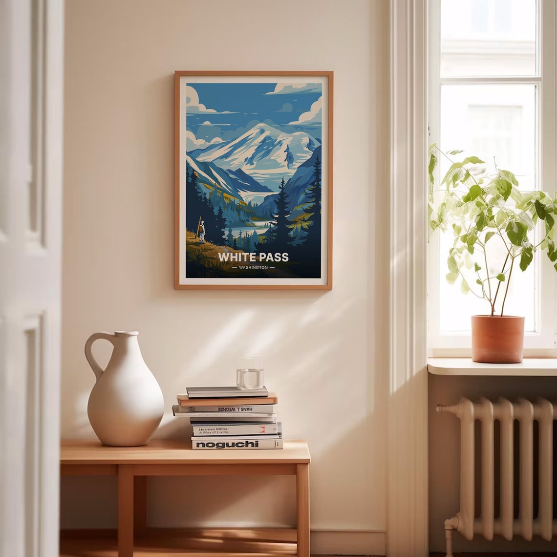 White Pass Washington Snowy Peaks Hiker Vintage Travel Poster - Image 4