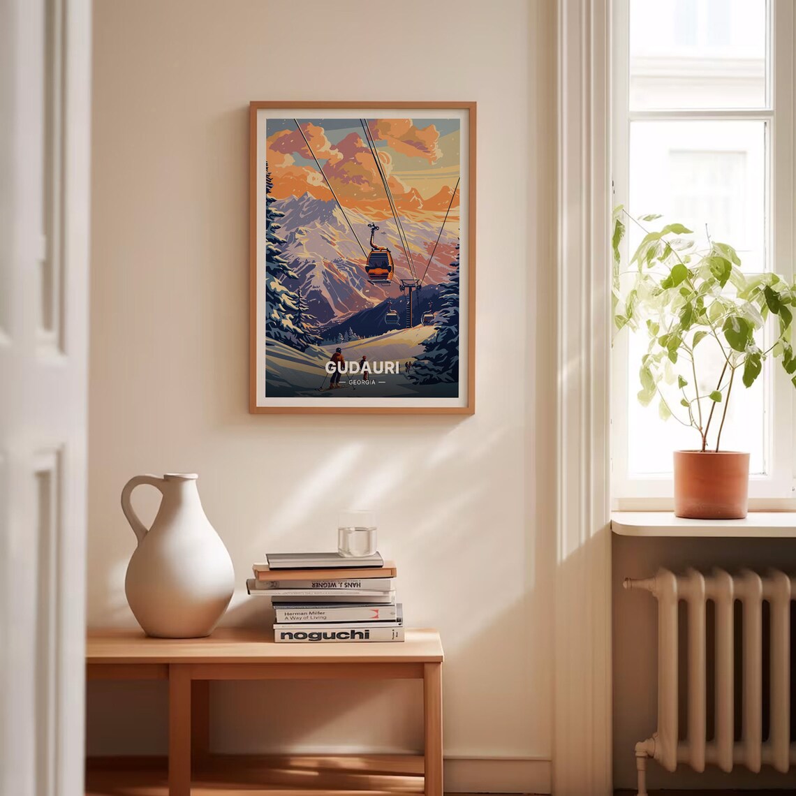 Gudauri Georgia Ski Resort Cable Cars Snowy Peaks Winter Travel Poster - Image 4