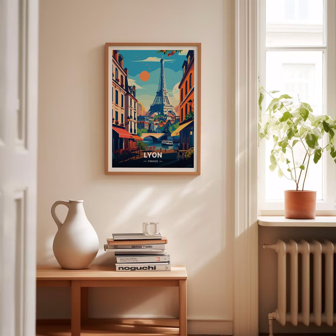 Lyon France Riverside Cafes Eiffel Tower Street Vintage Travel Poster - Image 4