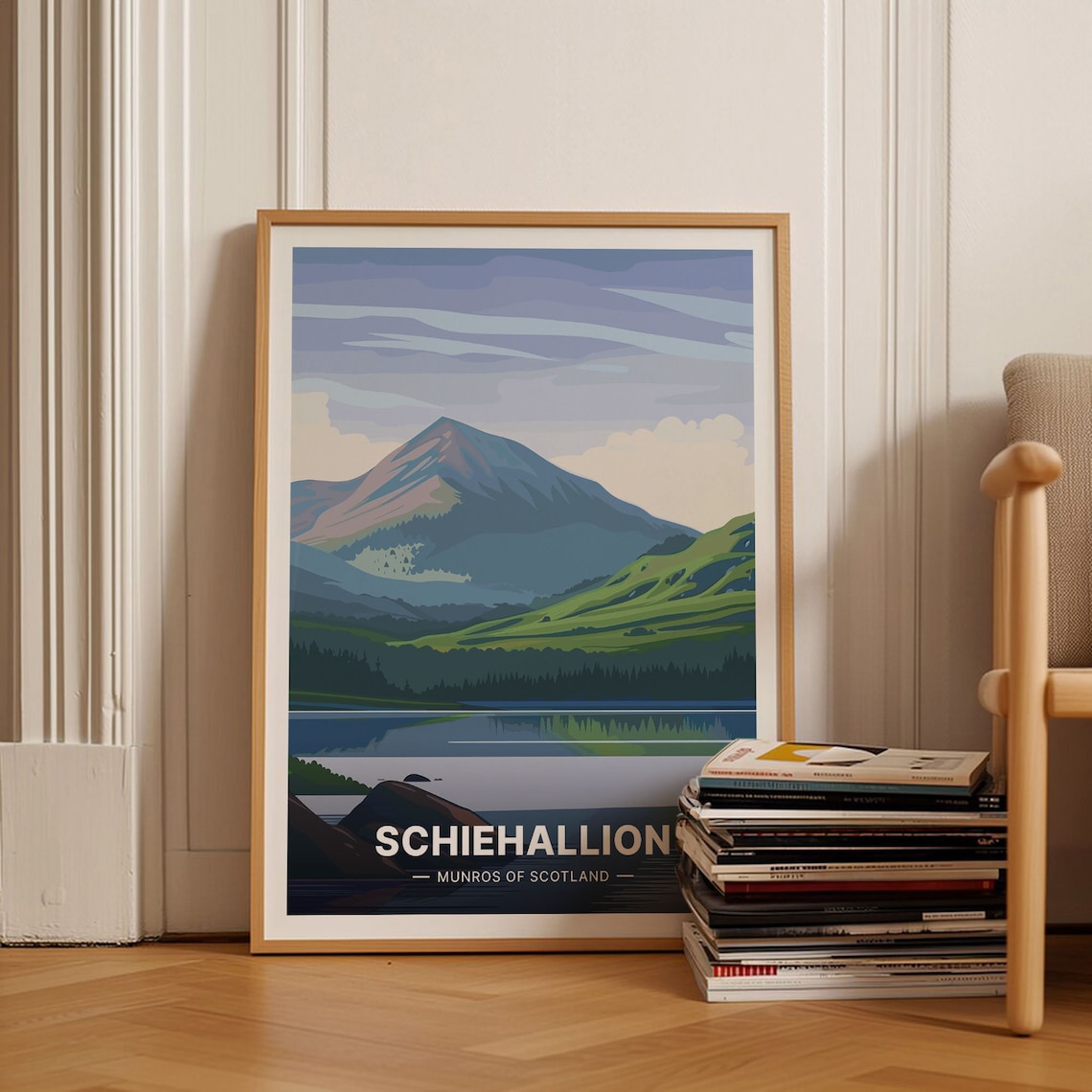 Schiehallion Munros Scotland Travel Poster, Hiking Trails