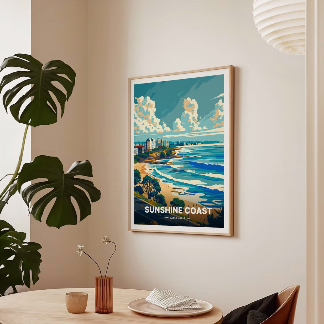 Sunshine Coast Australia Beachfront Skyline Ocean Swell Travel Poster - Image 2