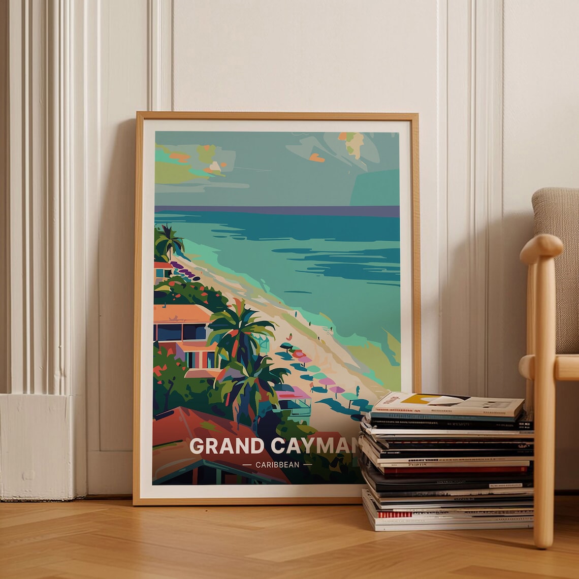 Grand Cayman Retro Travel Poster, Mid-Century Style