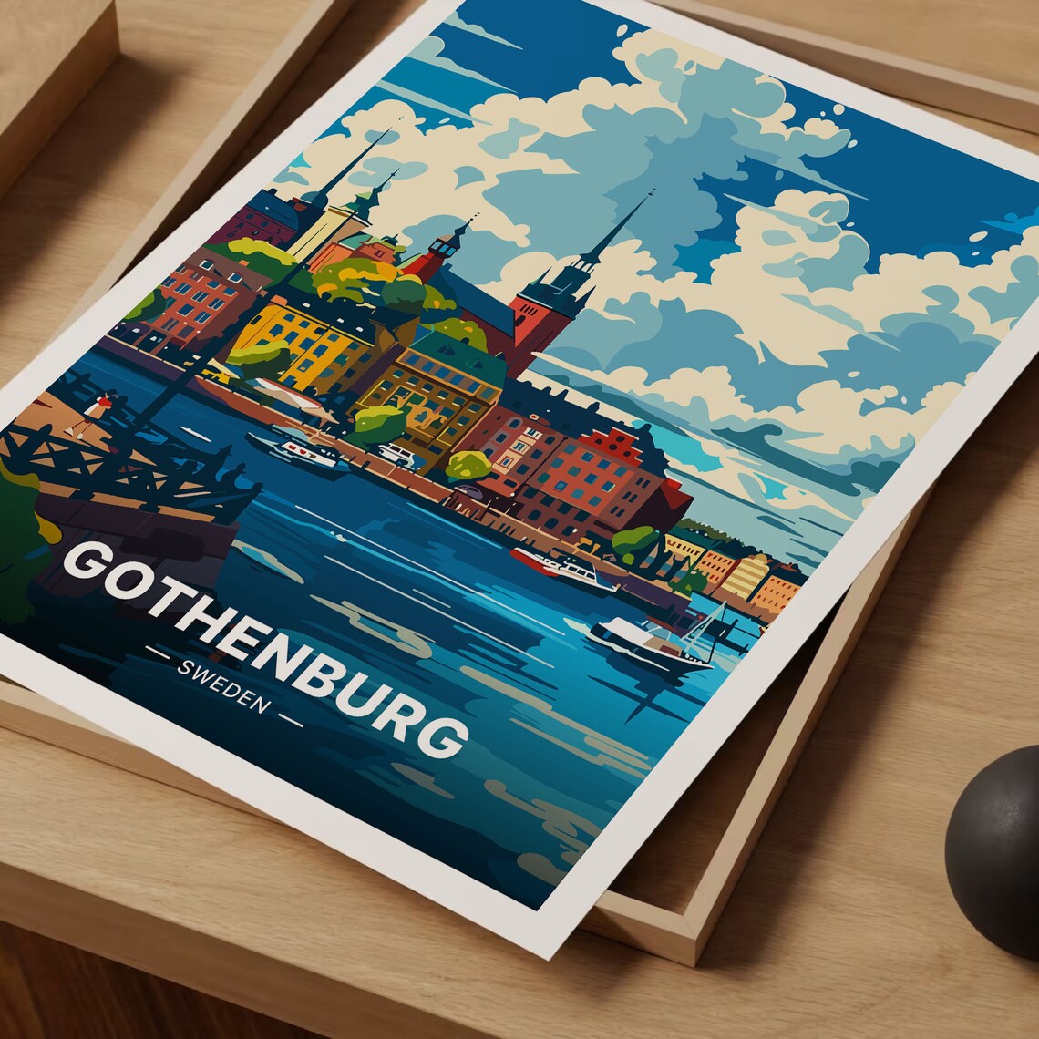 Gothenburg Sweden Waterfront Old Cityscape Nordic Travel Poster - Image 3