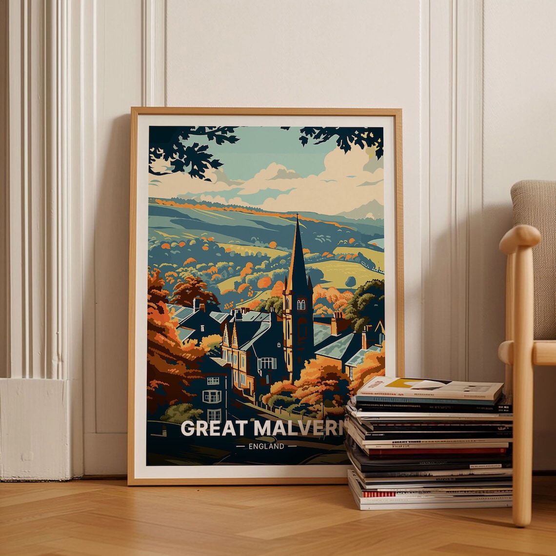 Great Malvern Travel Poster, British Countryside Art Print