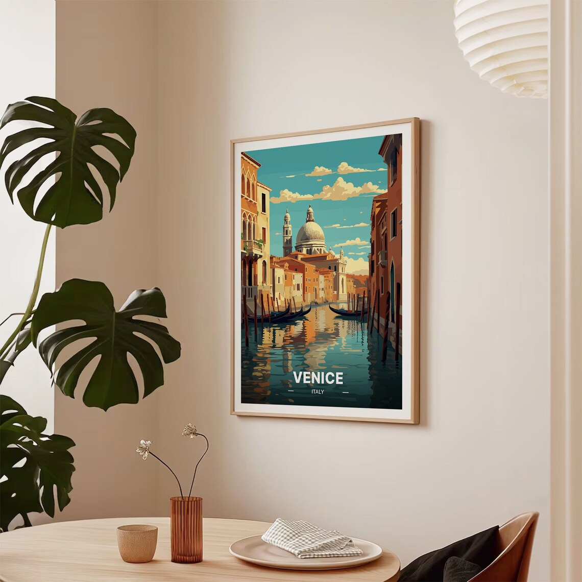 Venice Italy Grand Canal Gondolas Basilica Vintage Travel Poster - Image 2