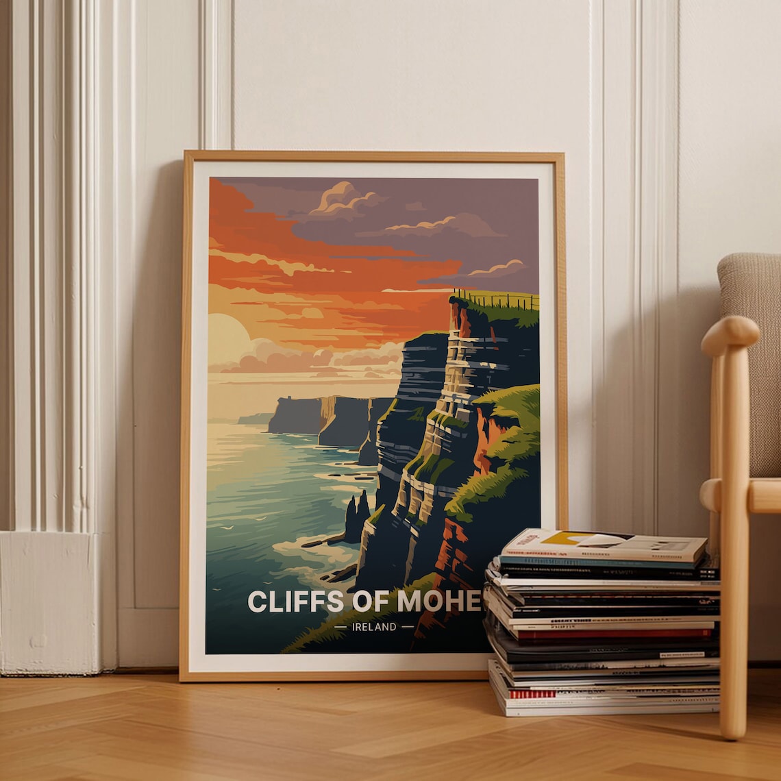 Cliffs of Moher Ireland Sunset Sea Cliffs Landscape Travel Poster