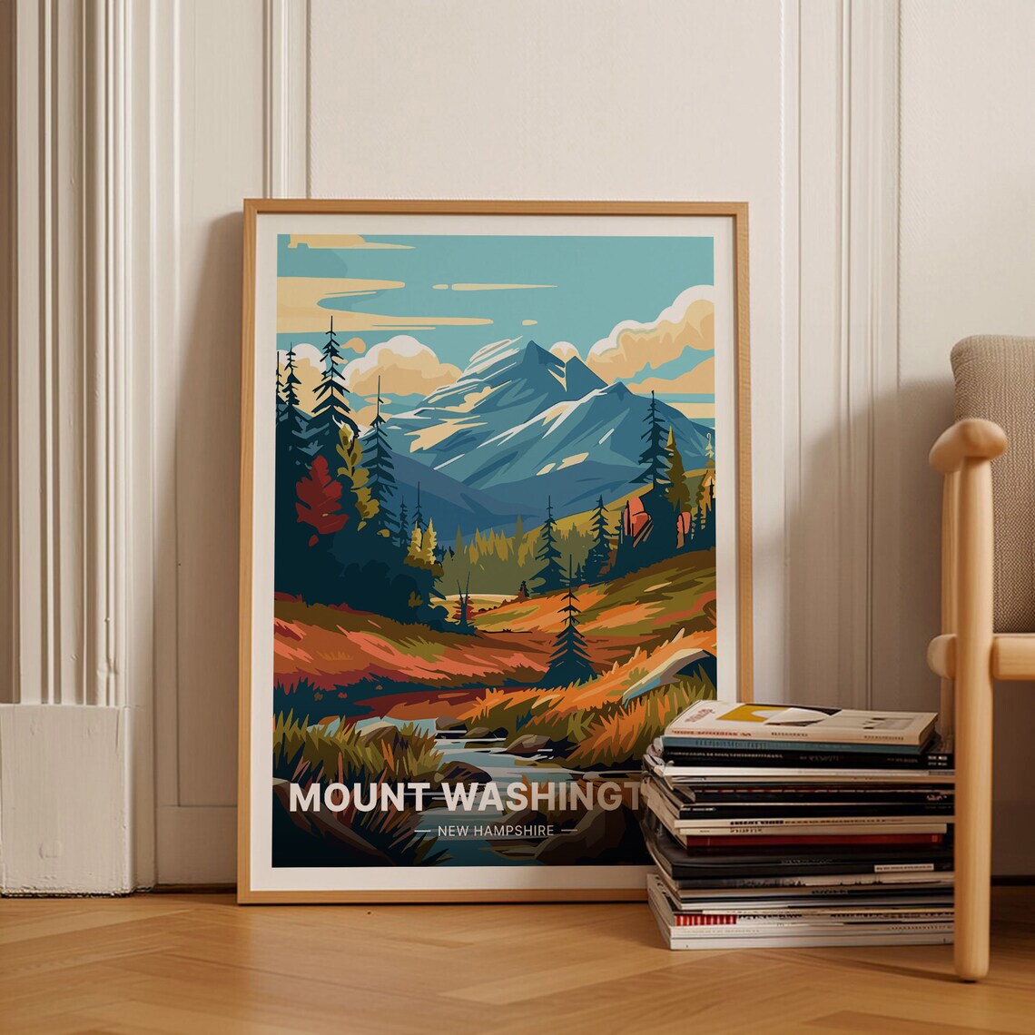 Mount Washington Travel Poster, New Hampshire Landscape