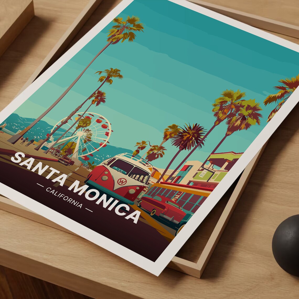 Santa Monica City Skyline Travel Poster California Usa Wall Art Ideal For Home Decor And Birthday Gifts C20 844 - Image 3