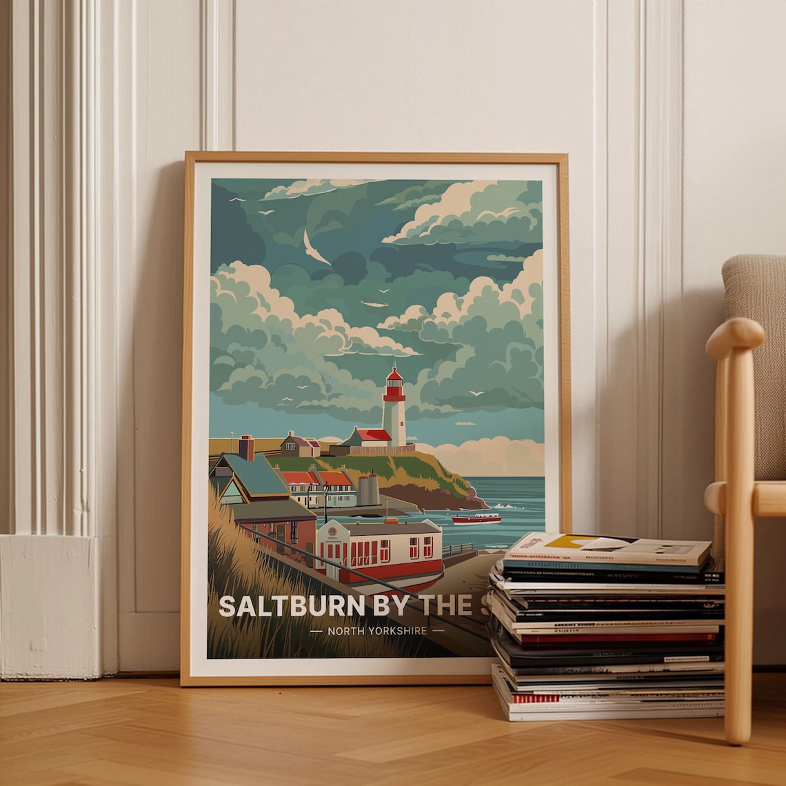 Saltburn by the Sea North Yorkshire Lighthouse Pier Travel Poster