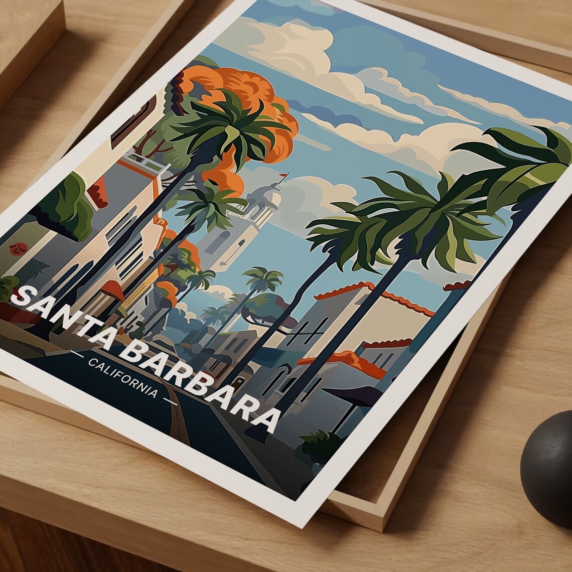 Santa Barbara Travel Poster, Coastal California Landscape - Image 3