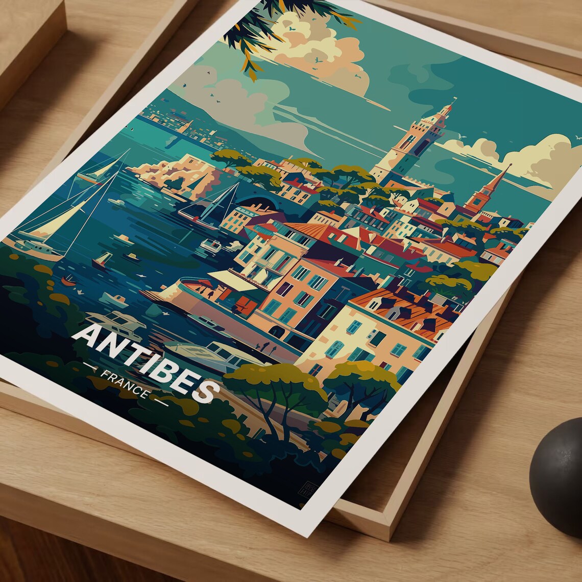 Antibes Travel Poster French Riviera Wall Art Coastal Home Decor France Travel Gift Art Lover Present Mediterranean C20 1520 - Image 3