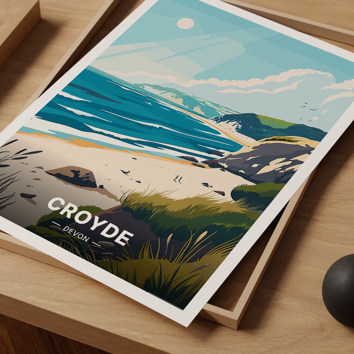 Croyde Devon Sandy Beach Cliffs Sunlit Coast Holiday Travel Poster - Image 3